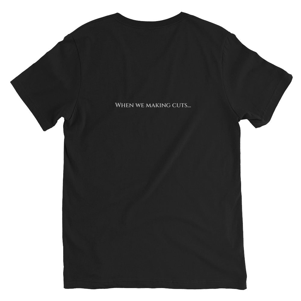 "Cuts" Unisex Short Sleeve V-Neck T-Shirt